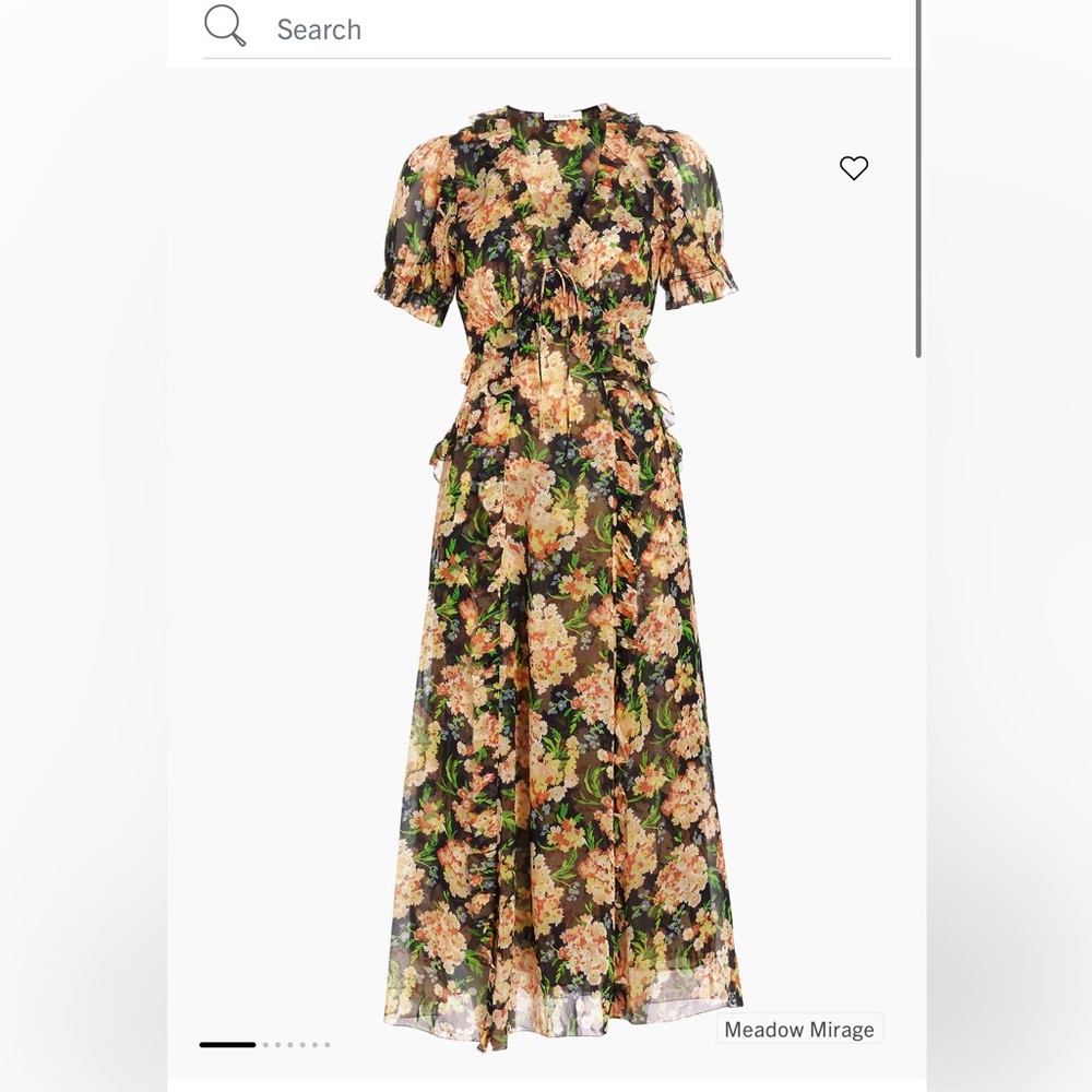 DÔEN Elisabeth Floral Silk Georgette Ruffle Midi-Dress